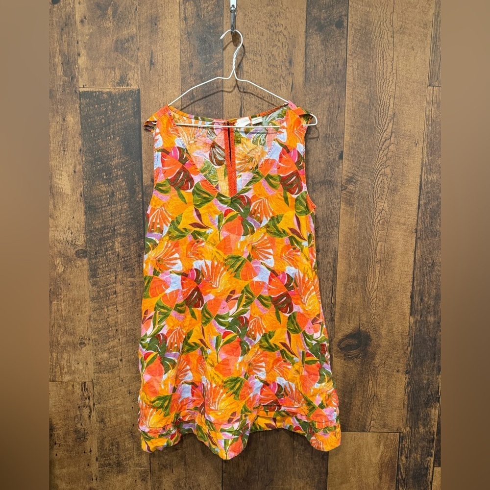 c&c california Vibrant Sleeveless linen Floral Dress small